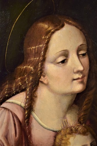 Renaissance - Vierge à l'Enfant et St Jean Baptiste Renaissance Lombarde XVème